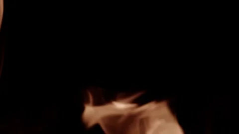 Vivid Orange Ground Fire VFX Overlay against black Stock Footage 324890310