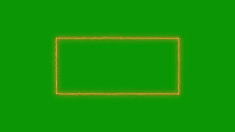 Vivid orange neon rectangular border lines glowing on chroma key green Vídeo Stock 346824321