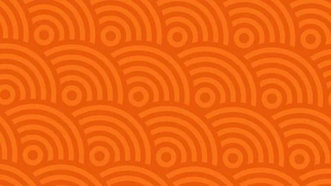 Vivid orange pattern with repeating circular arcs forming wave-like shapes ac Stock Illustration