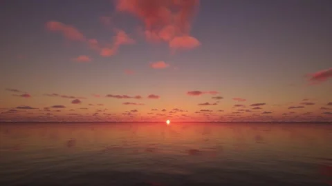 Vivid Orange Sunset over Calm Sea Stock Footage 340212857