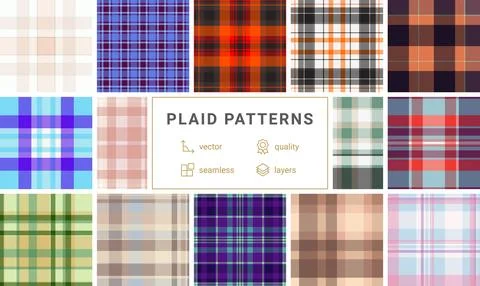 Vivid plaid pattern pack kids apparel. Cheerful tartan designs energize cloth Stock Illustration