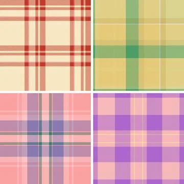 Vivid plaid pattern pack kids apparel. Cheerful tartan designs energize clo.. Stock Illustration