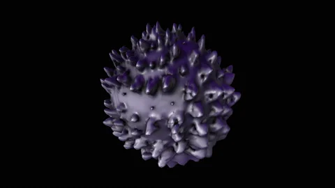 Vivid purple 3d rendering fluid bubble deforming like virus cell with multiple Stock Footage 130588040