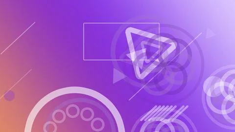 A vivid purple digital interface shows holographic play, video, and streami.. 库存插图
