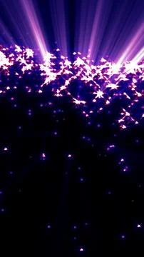 Vivid purple light rays and glowing stars forming a radiant abstract digital  Stock Illustration