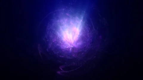 A vivid purple sphere of light radiates from the center, creating a captiva.. Video stock 295617630