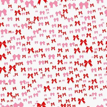 Vivid red and soft pink bows create a dense repeating motif over a stark Illustrazione stock