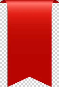 Vivid red ribbon banner with a folded top edge, set against a solid black b.. Stock Illustration