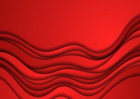 Vivid red waves minimal abstract elegant paper background 스톡 일러스트