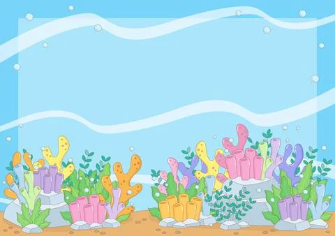 Vivid reef under ocean frame 2 Stock Illustration