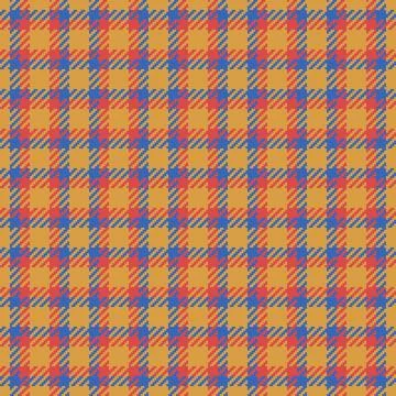 A vivid, retroinspired seamless plaid pattern in gold, red, and blue. Great.. Stock Illustration