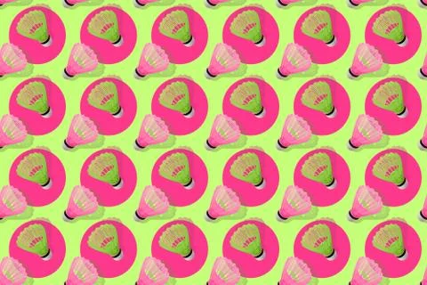 Vivid seamless pattern with badminton shuttlecocks. Stock Photos