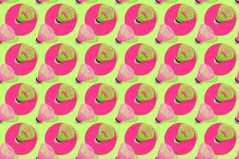 Vivid seamless pattern with badminton shuttlecocks. Stock Photos