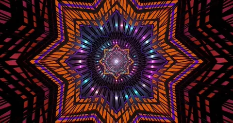 Vivid star-shaped geometric pattern pulsating with light in a sea Stock Footage 315916430