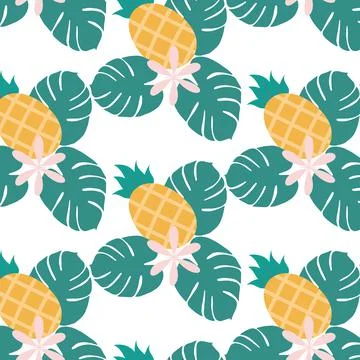 Vivid summer pattern with hand-drawn summer elements in trendy colors and Ilustración de archivo