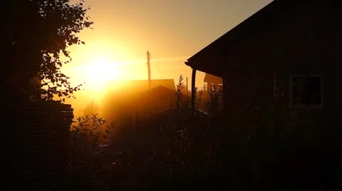 Vivid sunset in village Stock Footage 54411192