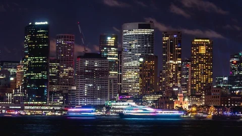 Vivid Sydney CBD Timelapse Stock Footage 77125025