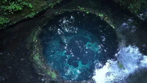 Vivid turquoise natural spring seen from above Stock Footage 341175357