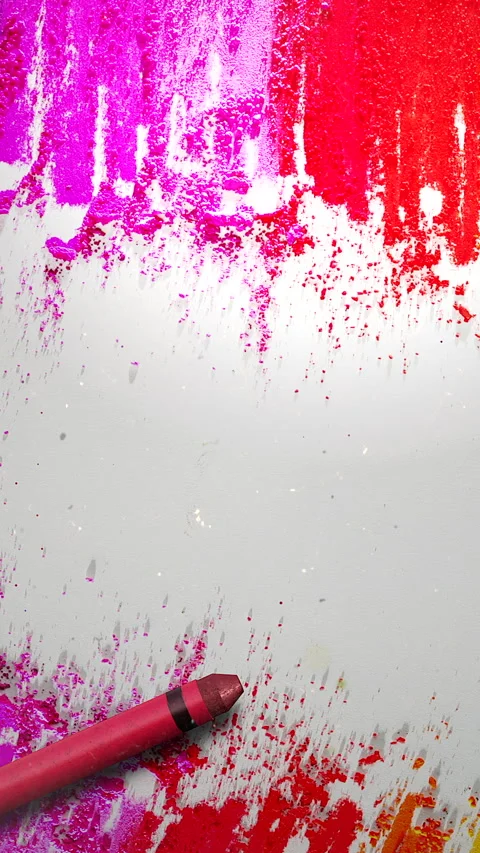 Vivid Vibrant Paint With Playful Border Effect, Bright Splashes Of Pink And Stock Footage 324878738