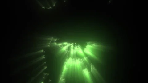 Vivid Vibrant Textured Green Light Rays Bursting Out Randomly from Black Stock Footage 320760744