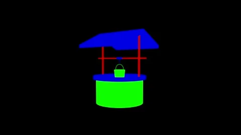 Vividly Colored Old Fashioned Water Well Under Blue Roof Canvas 動画素材 341921475