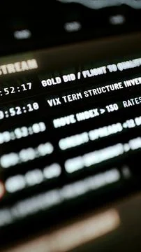 VIX inversion and MOVE above 130 on alert terminal Stock Illustration