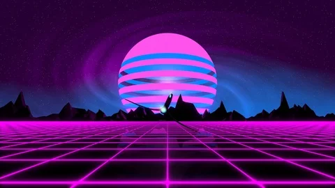 VJ 80's Synthwave Horizon Stock Footage 81178652