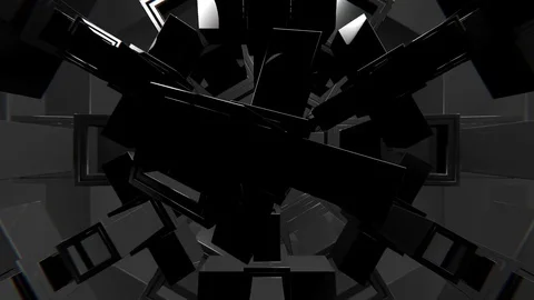 VJ Black and White 3D Shapes Stock Footage 81180264