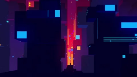 Vj City Loop in blue and purple Stock Footage 234309983