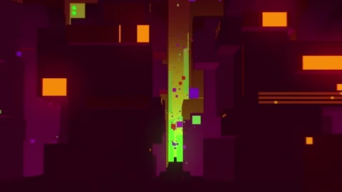 Vj City Loop in purple and yellow Stock Footage 234310325