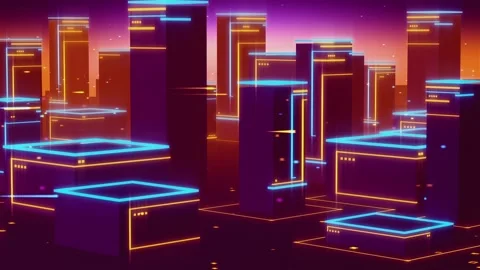 VJ City Loop in purple and orange Stock Footage 234311369
