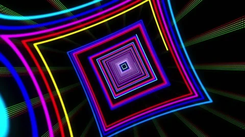 VJ Colorful Dancing  Neon Light Tunnel Stock Footage