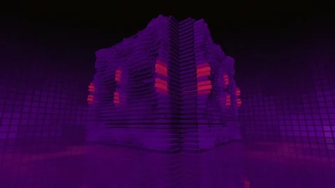 Vj Cube Loop in purple room Stock Footage 234312947