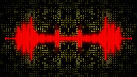 VJ disco animation, red equalizer playing music with stylish pattern background 스톡 동영상 238640994