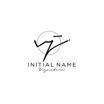 VJ Initial handwriting logo design Stock Illustration