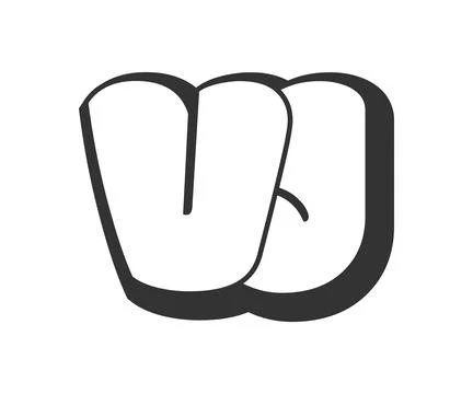 VJ logo, bubble comic lettering, rounded in graffiti style black and white .. Stock Illustration