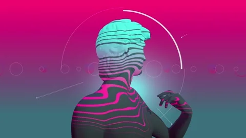 Vj Loop of a 3d animated David statue Stock Footage 234322715