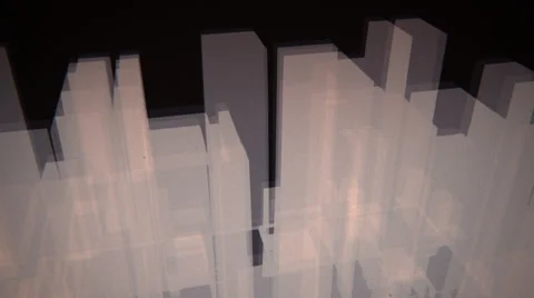 VJ Loop - 3D cityscape of translucent rectangles pulsating and rotating Stock Footage 35797769