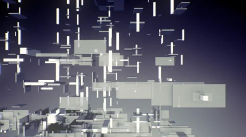 VJ Loop - 3D rectangles and boxes floating, dispersing, generating in space Stock-Footage 35259169