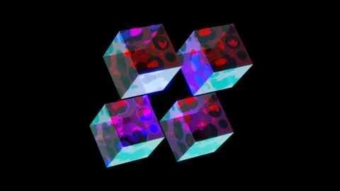 Vj Loop Abstract animation of rotation of glass abstract cubes. Video stock 166863053