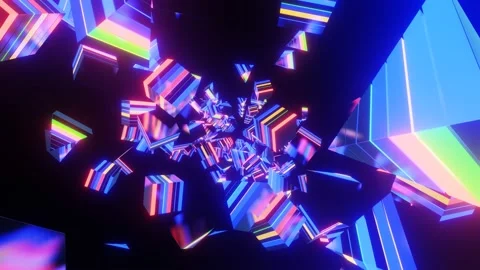VJ Loop Abstract background of flashing neon shapes. Stock Footage 163665032
