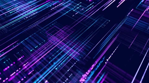 Vj loop abstract background. Lines form hologram information blocks, ai Stock Footage 229807136