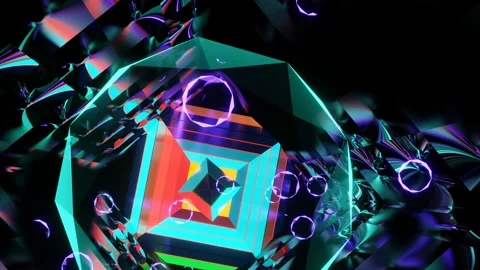 VJ Loop Abstract Mirror Multicolored Tunnel. Stock Footage 163667089
