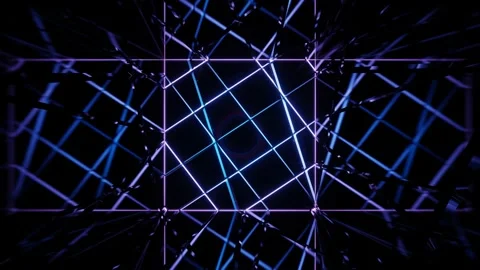 VJ Loop Abstract Mirror Tunnel Blue Lines. Stock Footage 163661115