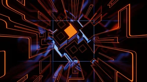 VJ Loop Abstract Mirror Tunnel Orange Kaleidoscope. Stock Footage 163665969