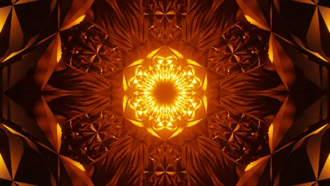Vj loop. abstract motion background. 3D flower glowing mandala style Vidéo 270533462