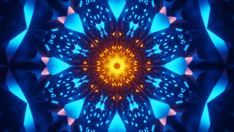 Vj loop. abstract motion background. 3D fractal blue and yellow mandala style Vidéo 270533654