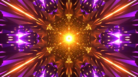 Vj loop. abstract motion background. 3D glowing yellow and purple mandala style Vidéo 270534487