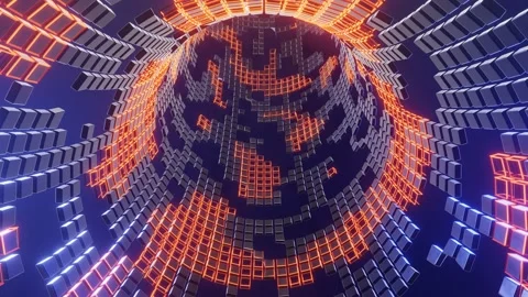 VJ Loop is an abstract Mystical Tunnel made of cubes. Stock Footage 166863532