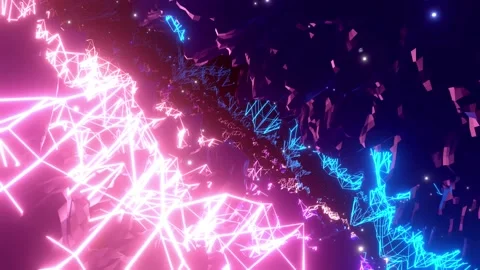 Vj loop abstract sci fi landscape. looped animation neon glow wareframes on Stock-Footage 159097482